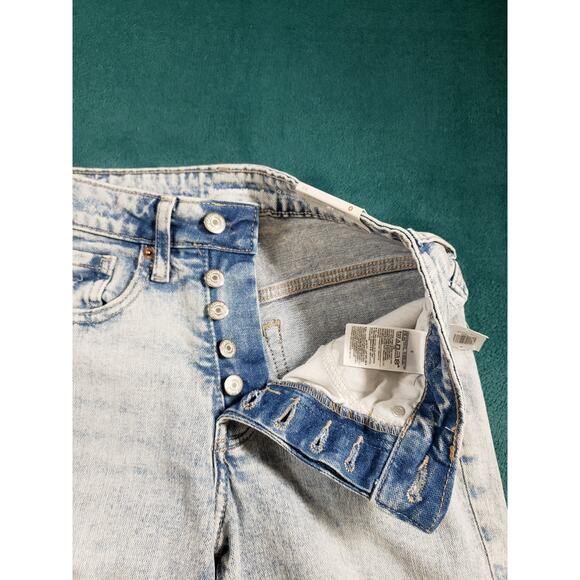 Old Navy Jeans Size 0 Womens Blue Fray Hem Stretch High Rise OG Straight NWT - Picture 6 of 14